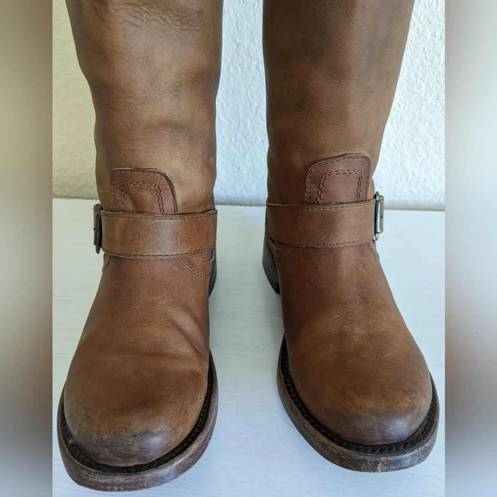 Freebird by Steven Crosby Slouch Leather Buckle Boots 6 - Picture 7 of 16